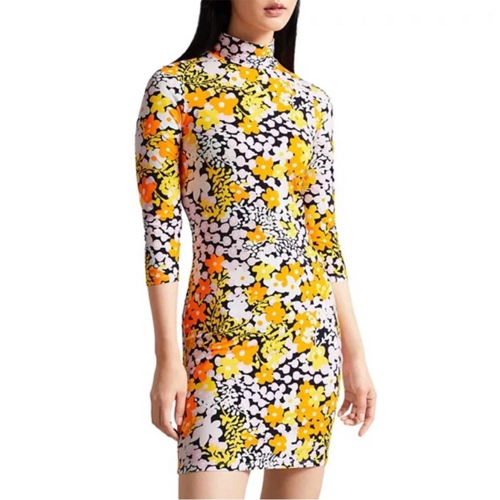 NWT,Ted Baker Multicolor Floral Long Sleeve Dress, size 2